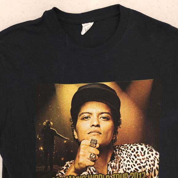 Bruno Mars Band Graphic Short Sleeve Crew Neck T Shirt Womens Size Large L Black - Picture 1 of 6